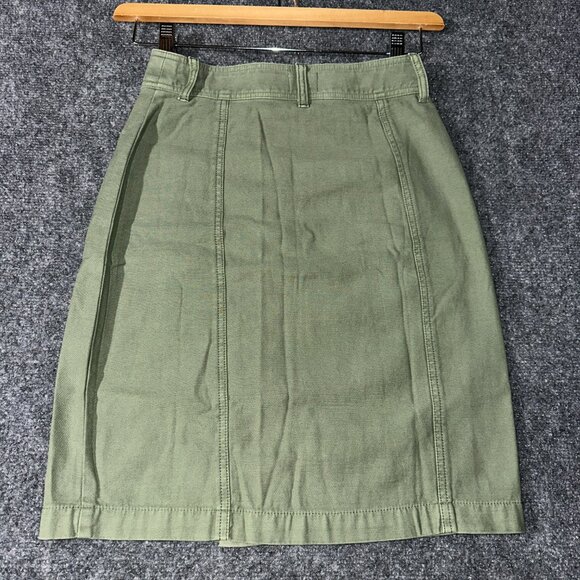 J Crew Skirt Womens 23 Utility Button Front Green Cotton Pockets - Picture 5 of 6